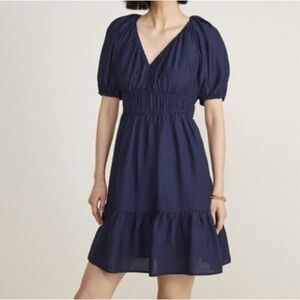 Vineyard Vines Blue Midi Dress -Size XS – Puff Sleeves, Ruffle Hem